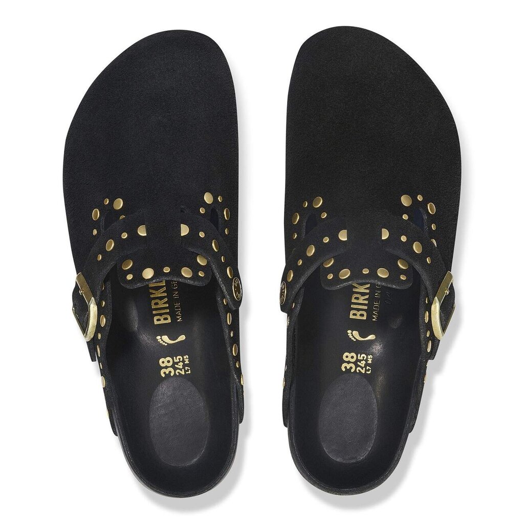 BIRKENSTOCK BOSTON RIVET SUEDE-BLACK | BEND SHOE CO