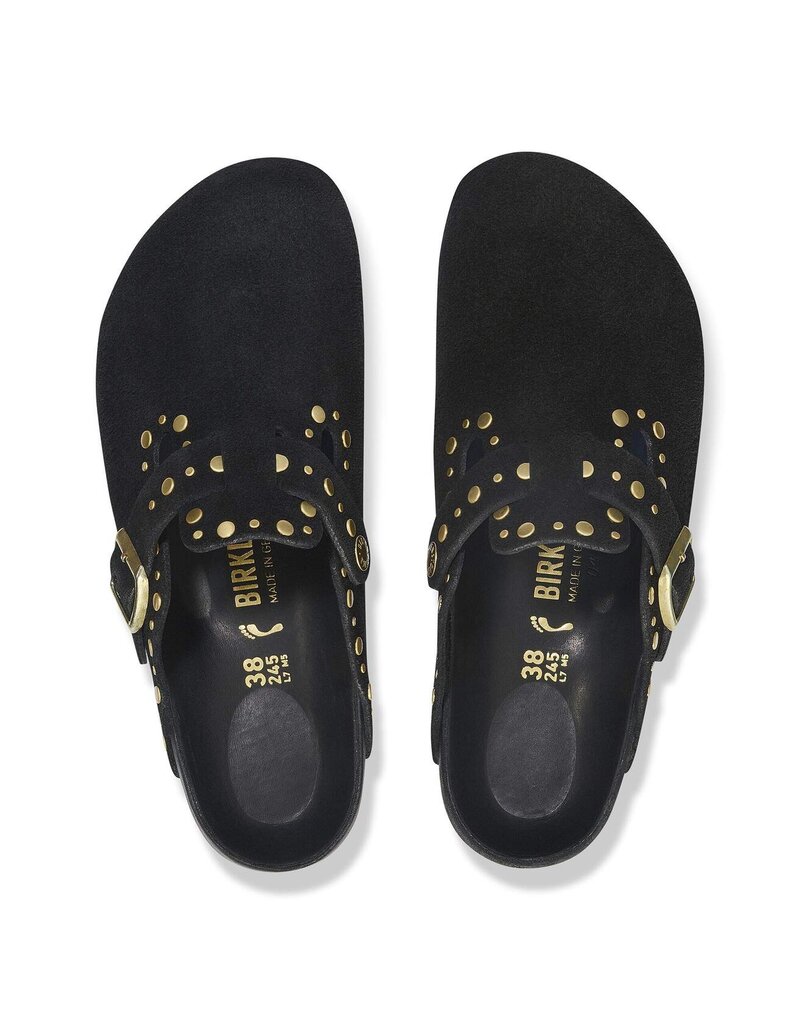 BIRKENSTOCK BOSTON RIVET SUEDE-BLACK