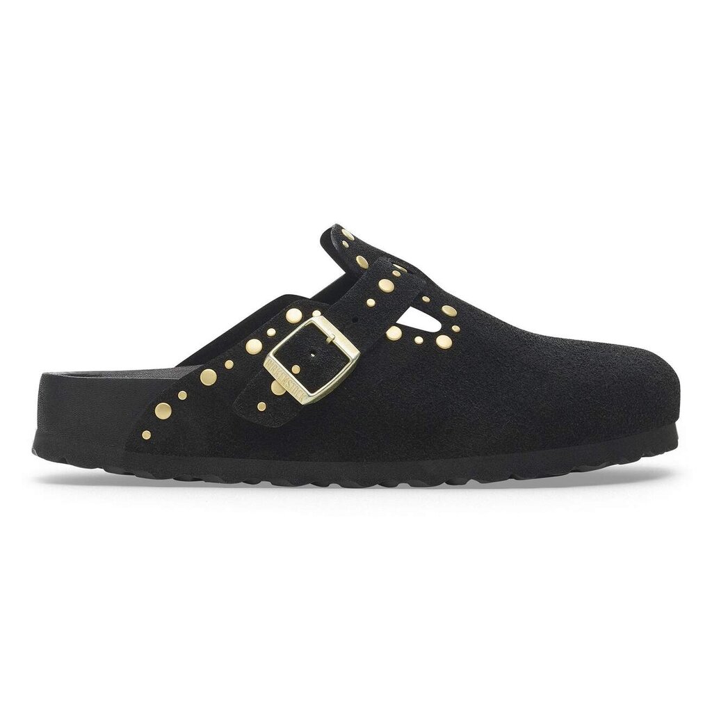 BIRKENSTOCK BOSTON RIVET SUEDE-BLACK | BEND SHOE CO