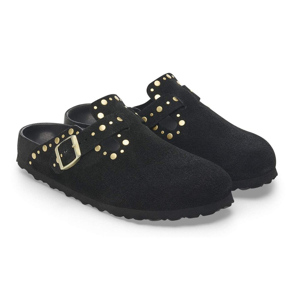 BIRKENSTOCK BOSTON RIVET SUEDE-BLACK | BEND SHOE CO