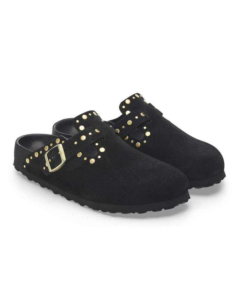 BIRKENSTOCK BOSTON RIVET SUEDE-BLACK