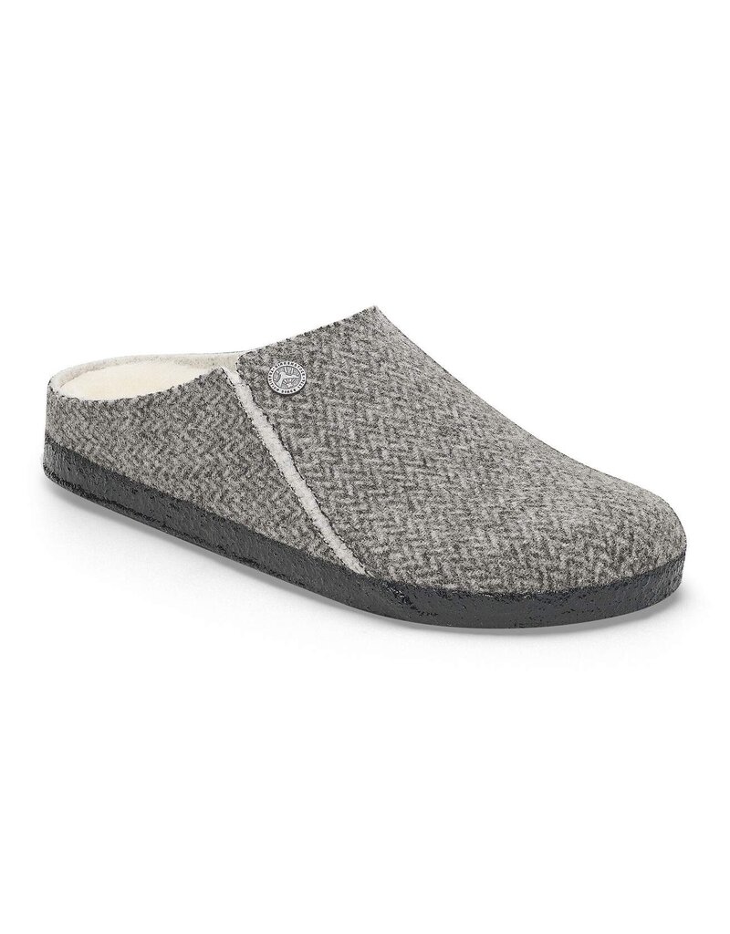 BIRKENSTOCK ZERMATT SHEARLING-HERRINGBONE GRAY/NATURAL WOOD