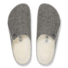 BIRKENSTOCK ZERMATT SHEARLING-HERRINGBONE GRAY/NATURAL WOOD