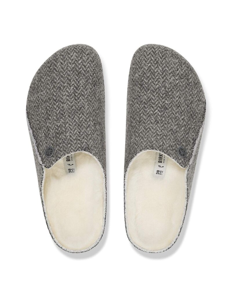 BIRKENSTOCK ZERMATT SHEARLING-HERRINGBONE GRAY/NATURAL WOOD