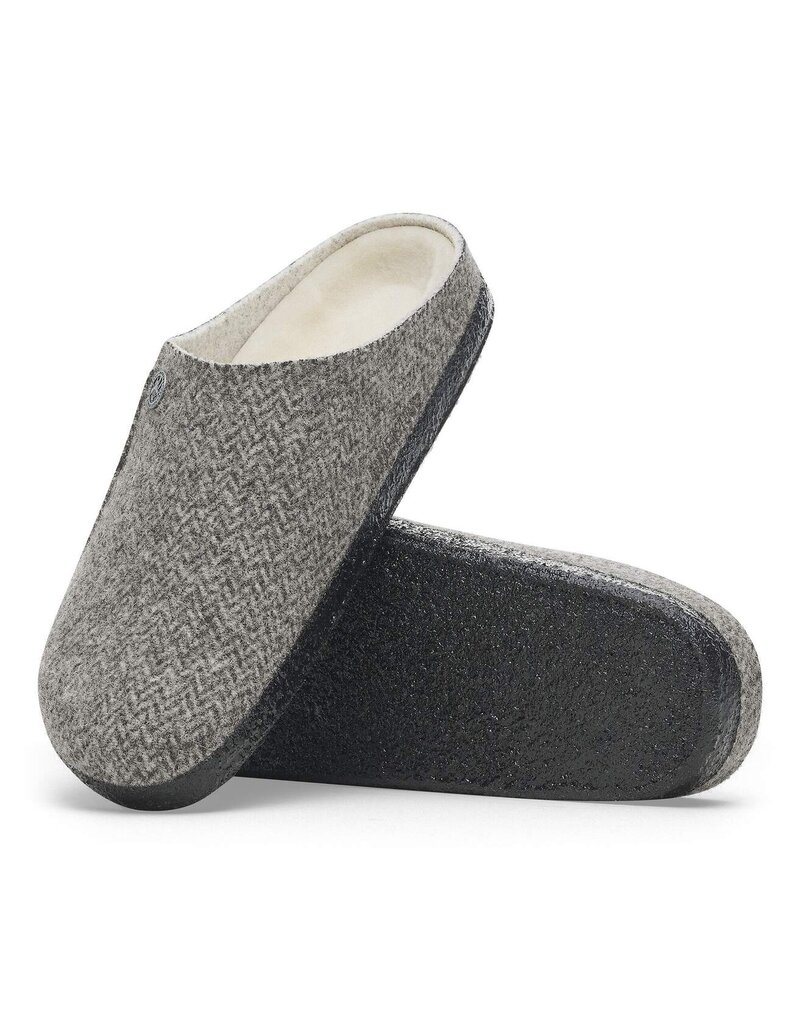 BIRKENSTOCK ZERMATT SHEARLING-HERRINGBONE GRAY/NATURAL WOOD