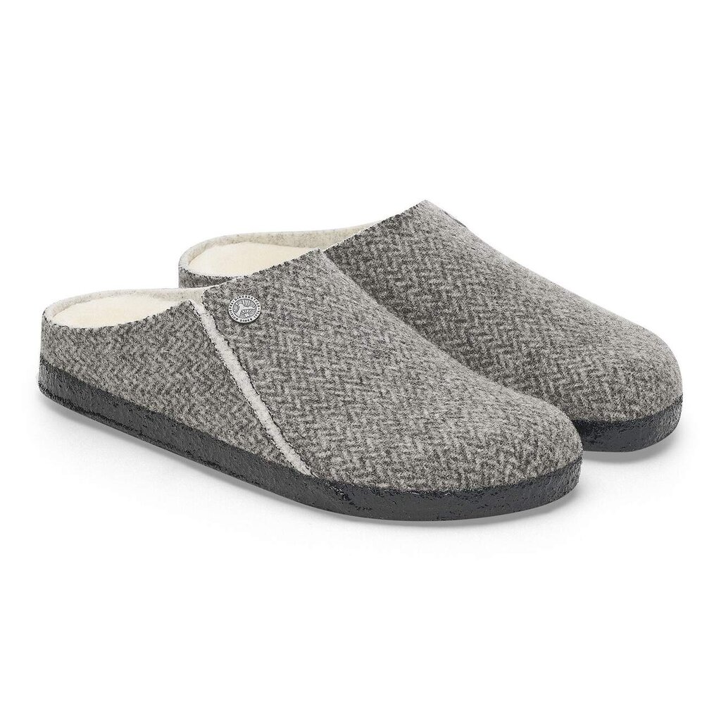 BIRKENSTOCK ZERMATT SHEARLING-HERRINGBONE GRAY/NATURAL WOOD