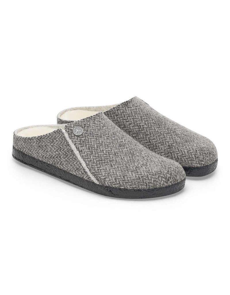 BIRKENSTOCK ZERMATT SHEARLING-HERRINGBONE GRAY/NATURAL WOOD