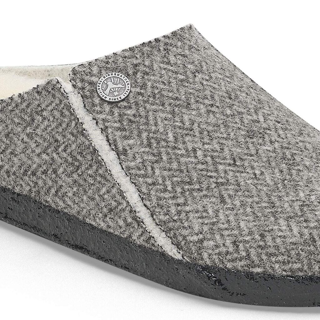 BIRKENSTOCK ZERMATT SHEARLING-HERRINGBONE GRAY/NATURAL WOOD