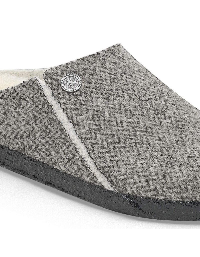 BIRKENSTOCK ZERMATT SHEARLING-HERRINGBONE GRAY/NATURAL WOOD