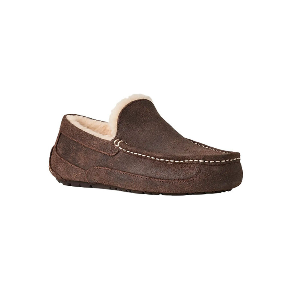 UGG MEN'S ASCOT DISTRESSED LEATHER SLIPPER-DUSTED COCOA