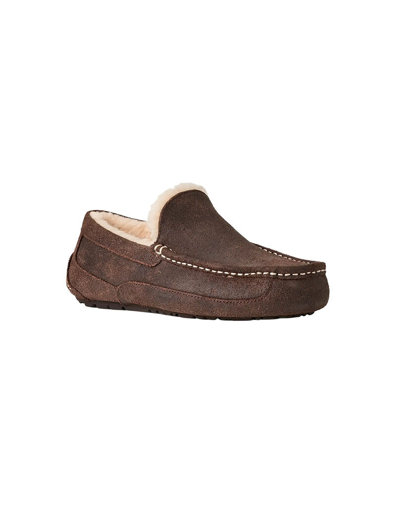 UGG MEN'S ASCOT DISTRESSED LEATHER SLIPPER-DUSTED COCOA