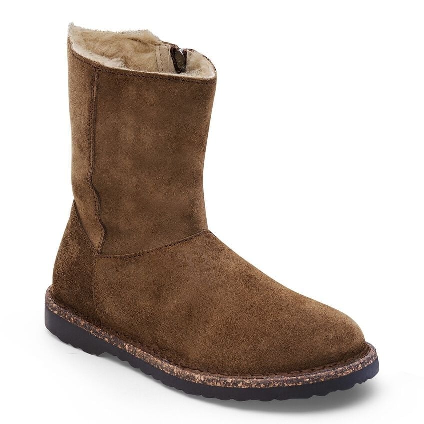 BIRKENSTOCK UPPSALA ZIP SHEARLING SUEDE-DARK TEA/NATURAL