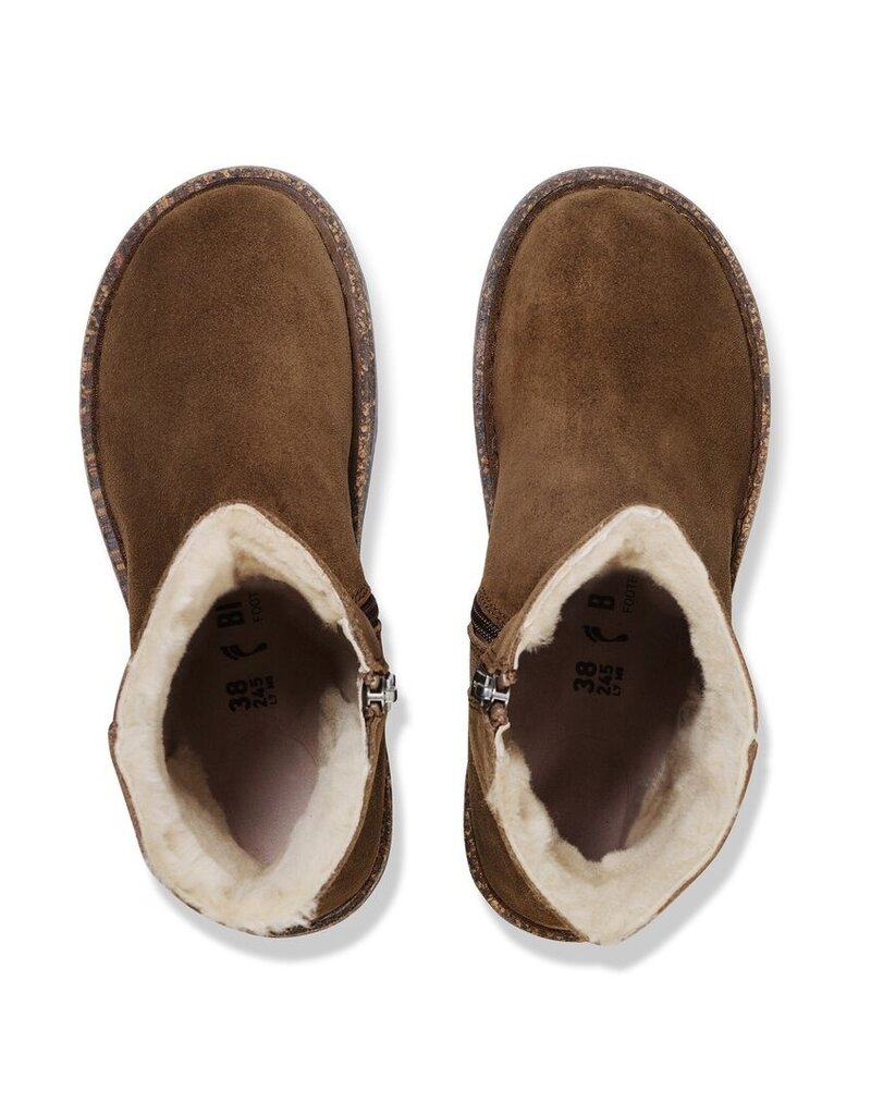 BIRKENSTOCK UPPSALA ZIP SHEARLING SUEDE-DARK TEA/NATURAL