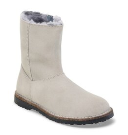 BIRKENSTOCK UPPSALA ZIP SHEARLING SUEDE-STONE COIN/NATURAL