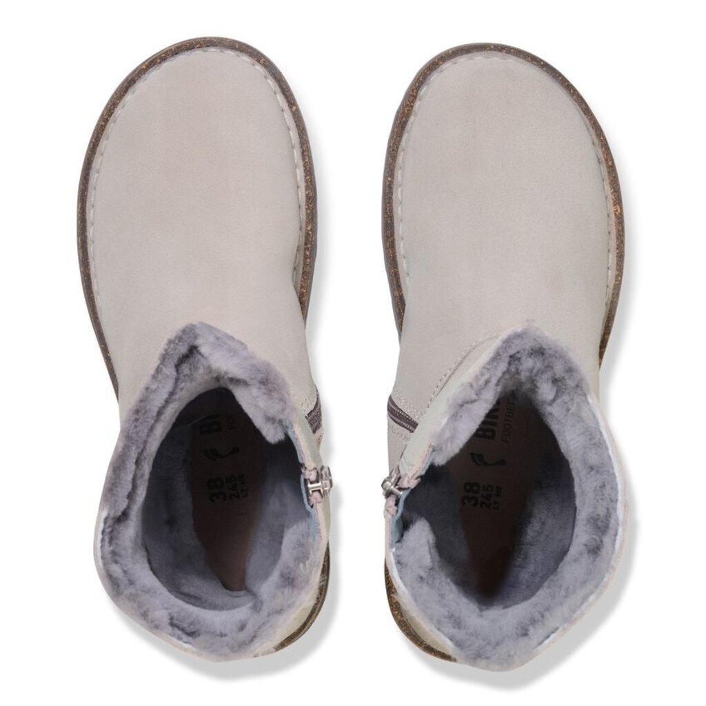 BIRKENSTOCK UPPSALA ZIP SHEARLING SUEDE-STONE COIN/NATURAL