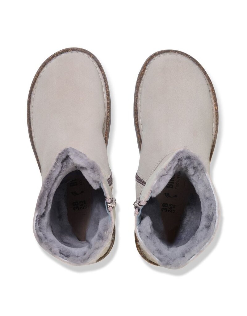 BIRKENSTOCK UPPSALA ZIP SHEARLING SUEDE-STONE COIN/NATURAL