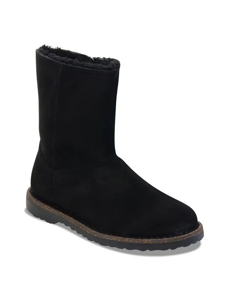 BIRKENSTOCK UPPSALA ZIP SHEARLING SUEDE-BLACK/BLACK