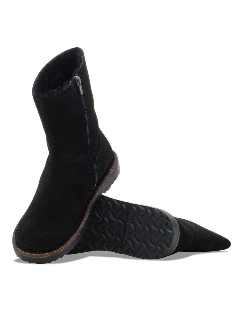 BIRKENSTOCK UPPSALA ZIP SHEARLING SUEDE-BLACK/BLACK