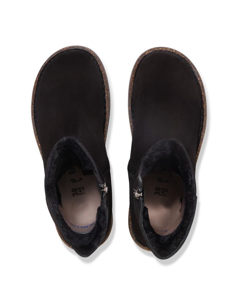 BIRKENSTOCK UPPSALA ZIP SHEARLING SUEDE-BLACK/BLACK