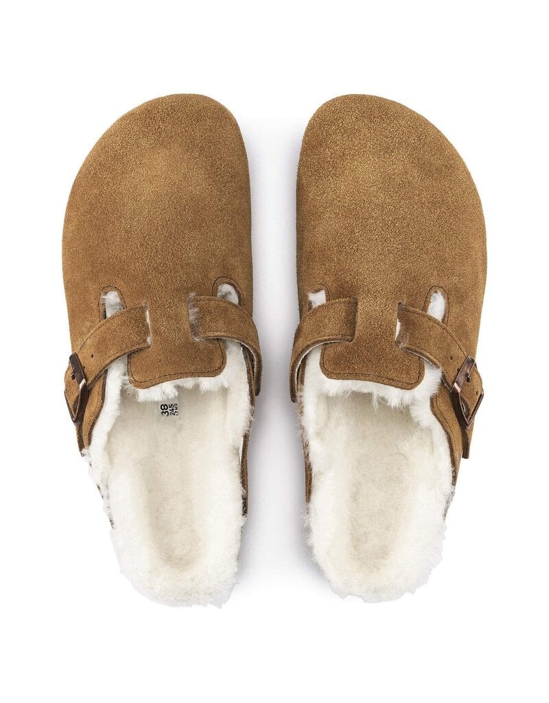 BIRKENSTOCK BOSTON SHEARLING SUEDE LEATHER-MINK