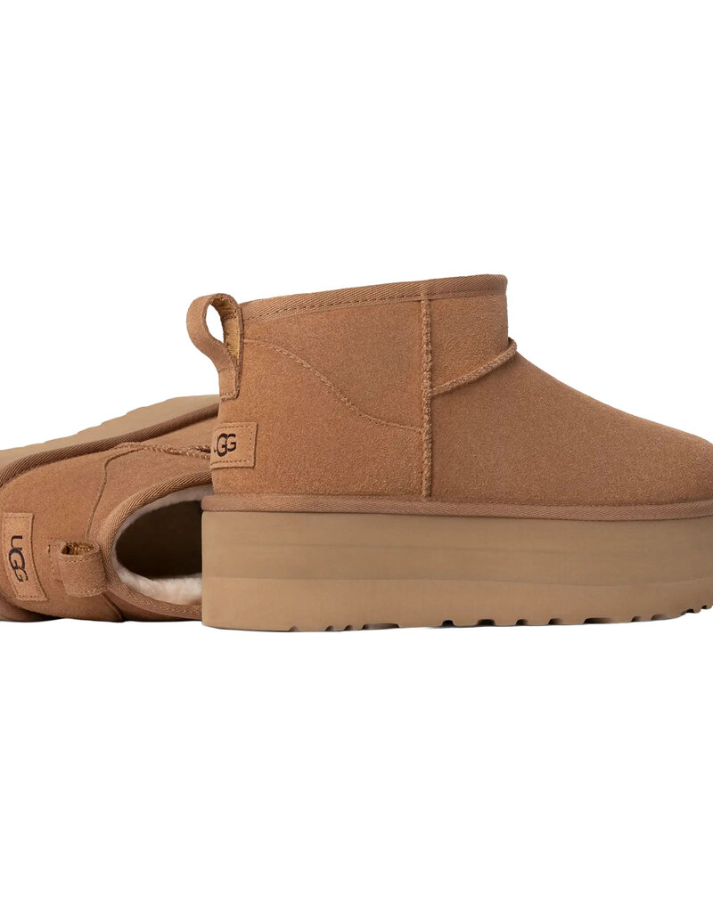UGG WOMEN'S CLASSIC ULTRA MINI PLATFORM BOOT-CHESTNUT