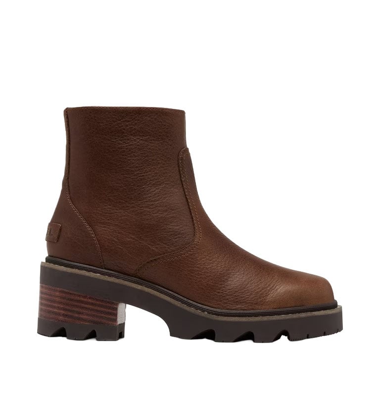 SOREL WOMEN'S JOAN NOW ZIP BOOTIE-TOBACCO/BLACKENED BROWN