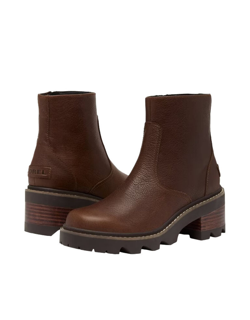SOREL WOMEN'S JOAN NOW ZIP BOOTIE-TOBACCO/BLACKENED BROWN