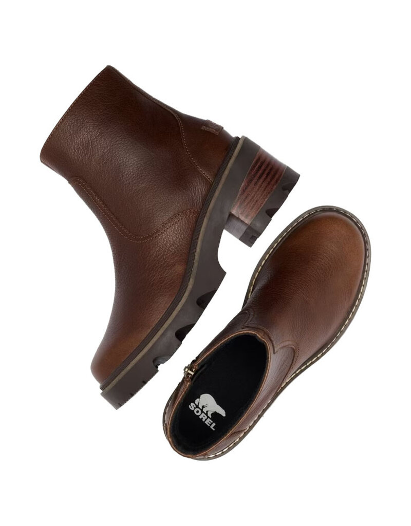 SOREL WOMEN'S JOAN NOW ZIP BOOTIE-TOBACCO/BLACKENED BROWN