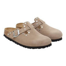 BIRKENSTOCK BOSTON RIVET SUEDE-TAUPE | BEND SHOE CO