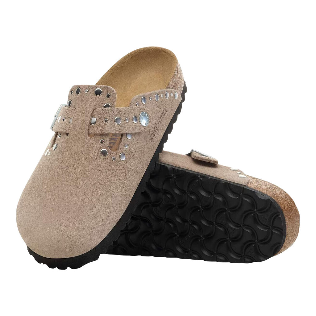 BIRKENSTOCK BOSTON RIVET SUEDE-TAUPE | BEND SHOE CO
