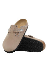 BIRKENSTOCK BOSTON RIVET SUEDE-TAUPE