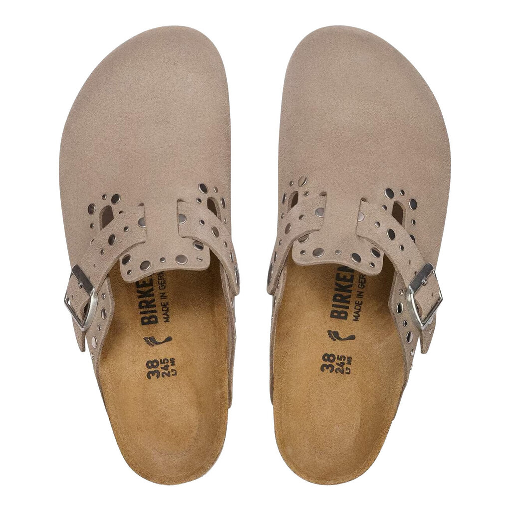 BIRKENSTOCK BOSTON RIVET SUEDE-TAUPE | BEND SHOE CO