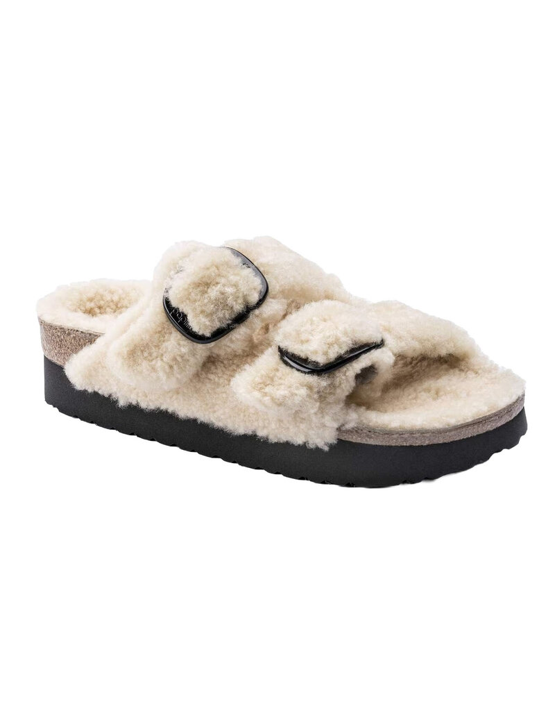 BIRKENSTOCK ARIZONA PLATFORM BIG BUCKLE SHEARLING-TEDDY EGGSHELL