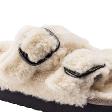 BIRKENSTOCK ARIZONA PLATFORM BIG BUCKLE SHEARLING-TEDDY EGGSHELL