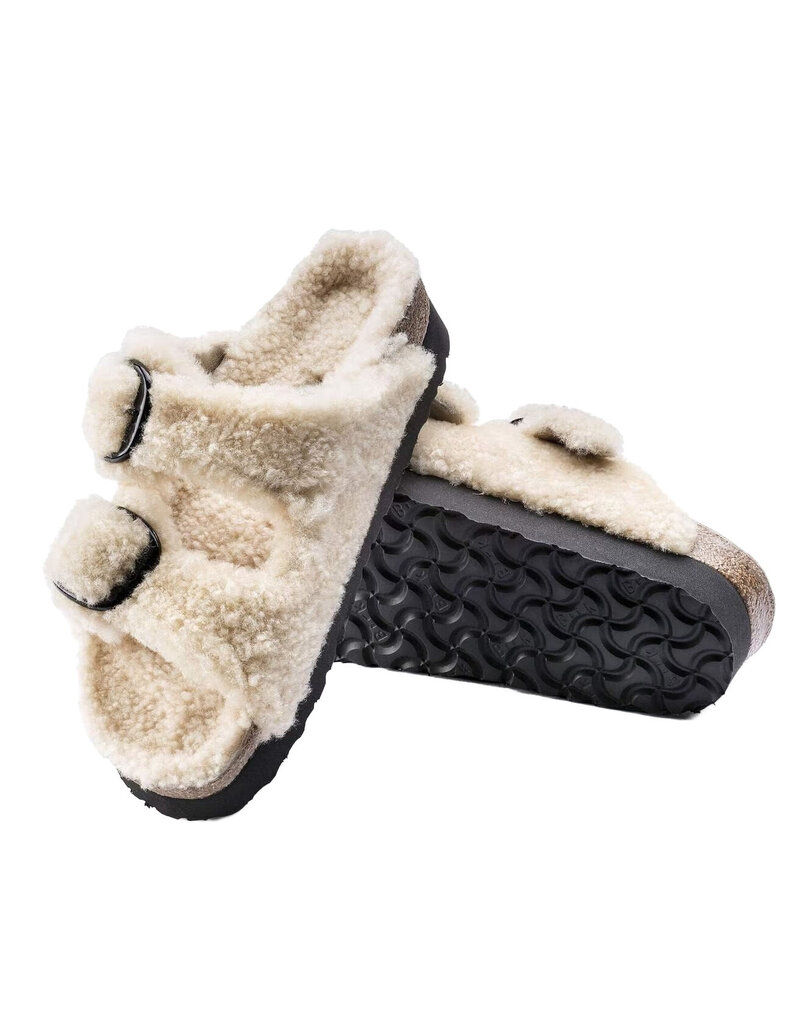 BIRKENSTOCK ARIZONA PLATFORM BIG BUCKLE SHEARLING-TEDDY EGGSHELL