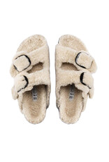 BIRKENSTOCK ARIZONA PLATFORM BIG BUCKLE SHEARLING-TEDDY EGGSHELL