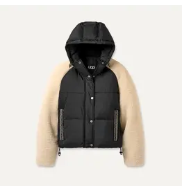 UGG MYKAH UGGBRAID PUFFER JACKET BLACK/CREAM