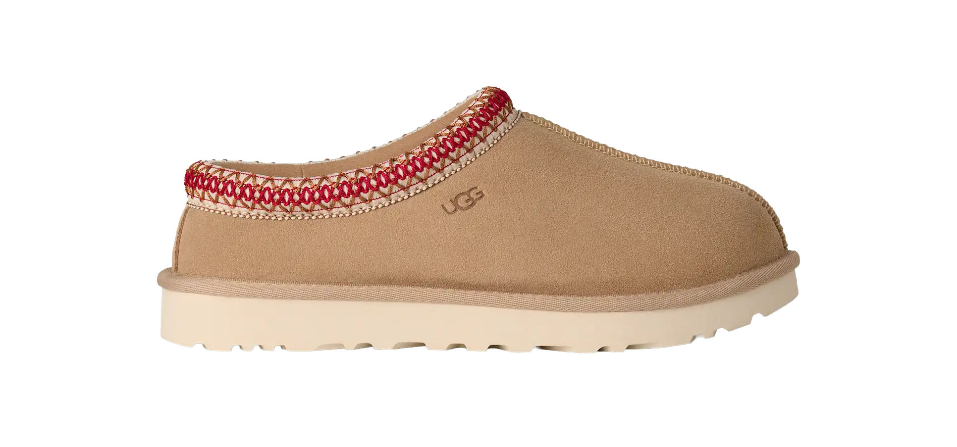 UGG WOMEN'S TASMAN II SLIPPER-SAND/DARK CHERRY
