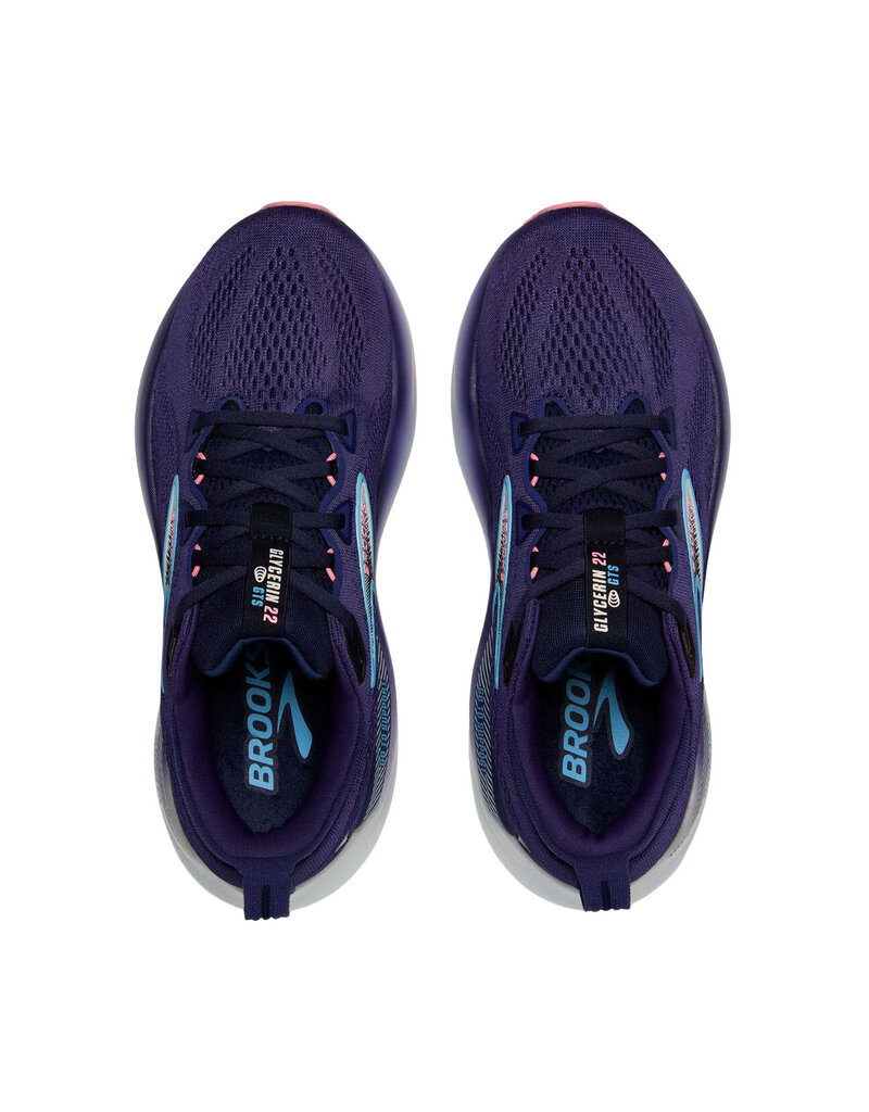 BROOKS WOMEN'S GLYCERIN GTS 22-BLUE RIBBON/PEACOAT/DIANTHUS