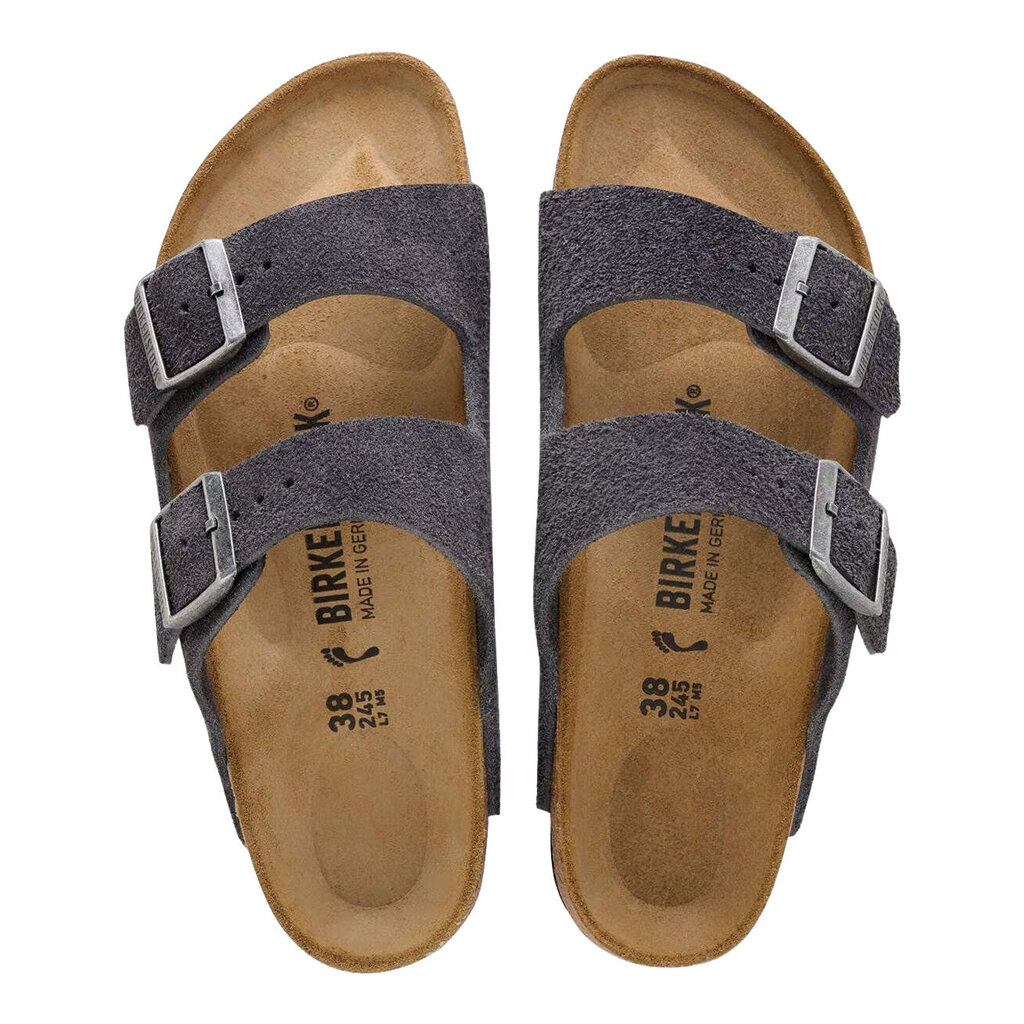 BIRKENSTOCK ARIZONA SOFT FOOTBED SUEDE-CHARCOAL | BEND SHOE CO