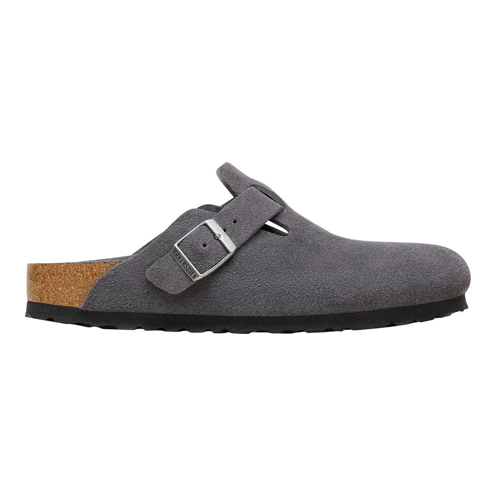 BIRKENSTOCK BOSTON SOFT FOOTBED SUEDE-CHARCOAL | BEND SHOE CO