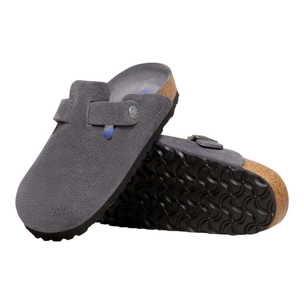 BIRKENSTOCK BOSTON SOFT FOOTBED SUEDE-CHARCOAL | BEND SHOE CO