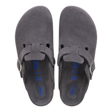 BIRKENSTOCK BOSTON SOFT FOOTBED SUEDE-CHARCOAL | BEND SHOE CO