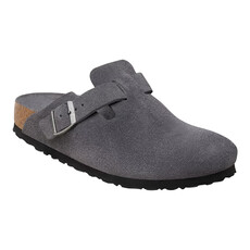 BIRKENSTOCK BOSTON SOFT FOOTBED SUEDE-CHARCOAL | BEND SHOE CO