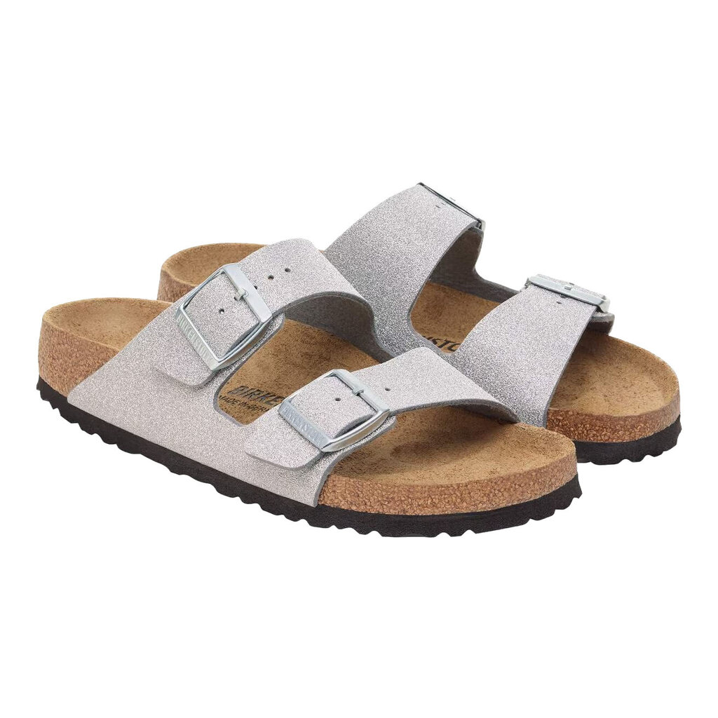 BIRKENSTOCK ARIZONA TEXTILE-SHINY GLITTER SILVER | BEND SHOE CO