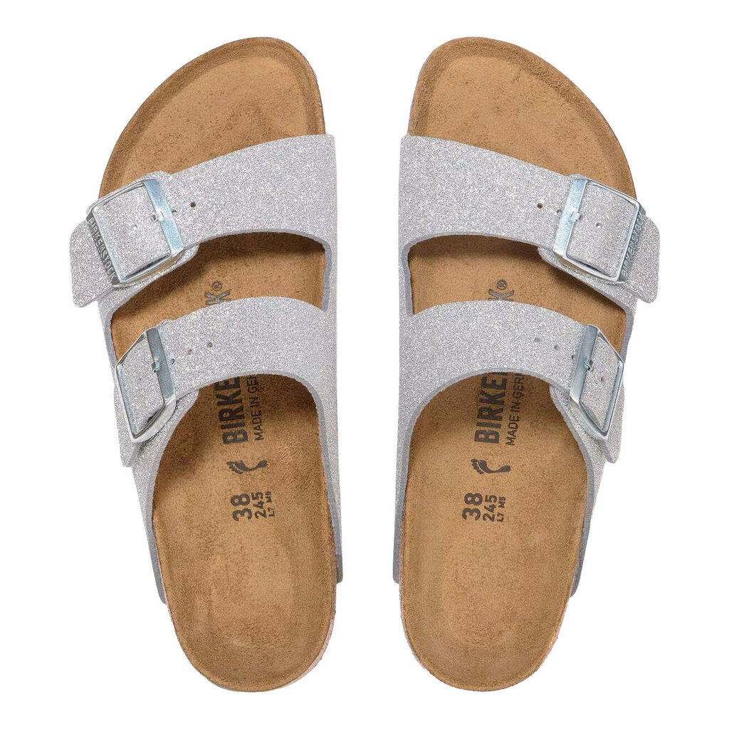 BIRKENSTOCK ARIZONA TEXTILE-SHINY GLITTER SILVER | BEND SHOE CO