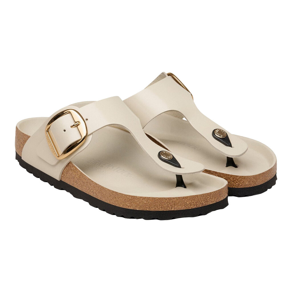 BIRKENSTOCK GIZEH BIG BUCKLE HIGH SHINE LEATHER-OYSTER | BEND SHOE CO