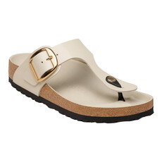 BIRKENSTOCK GIZEH BIG BUCKLE HIGH SHINE LEATHER-OYSTER | BEND SHOE CO