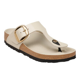 BIRKENSTOCK GIZEH BIG BUCKLE HIGH SHINE LEATHER-OYSTER