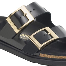 BIRKENSTOCK ARIZONA DROPLET BUCKLE HIGH SHINE LEATHER-BLACK